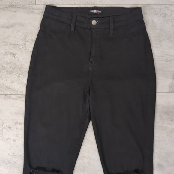 3/$20 Fashion Nova Ripped Knee Skinny Jeans High Waist Black Distressed Denim - Picture 5 of 16